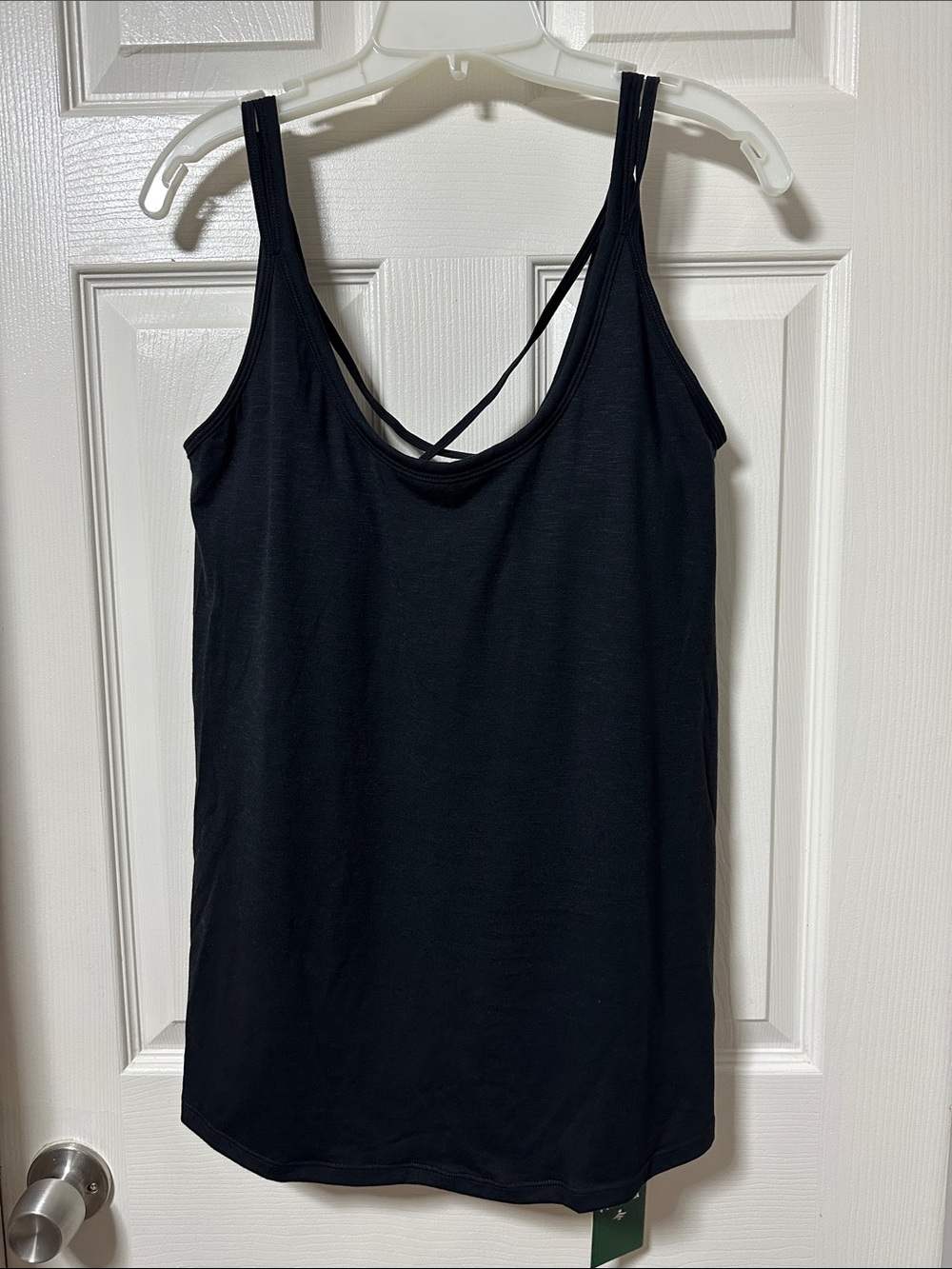 Women's Black Strappy Scoop Neck Tank Top